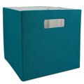Design Imports 11 in x 11 in x 11 in Solid Square Polyester Storage Cube, Teal CAMZ36653